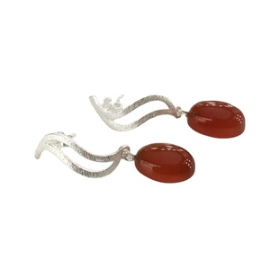 Pendientes de Plata de Ley 925 con Gema Ovalada de Cornalina, Diseño Popular para Bodas y Regalos, Pendientes Modernos para Regalo para Mujeres - Product Image 4