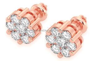 Bulk Wholesale Multi Size Cluster Halo Moissanite Diamond Flower Stud <b>Earrings</b> 14K <b>Solid</b> Gold Luxury Fine Jewelry for Men Women - Product Image 4