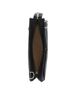 Sac bandoulière de haute qualité pour femme, élégant, avec fermeture éclair et sangle fixe, en cuir véritable noir, vente en gros, logo personnalisé OEM 2026 - Product Image 4