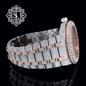 Reloj de Cuarzo con Diamantes de Aleación de Acero Inoxidable de 43 mm, Suministro Directo de Fábrica, Esfera de Cristal, Resistente al Agua 30 m, Estilo Hip-Hop para Hombre - Product Image 2