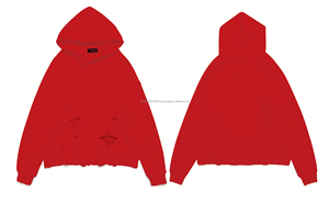 Sudadera con capucha de gran tamaño personalizada patrón sólido estilo casual para cuello con capucha de primavera inspirado en algodón rasgado antiguo - Product Image 4