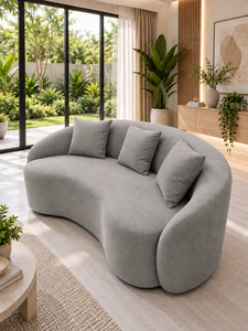 Canapé Courbé Cello Gris par Emerald Sofa, Canapé Rond Moderne et Contemporain pour Salon, Studio, Fabrication Personnalisée de Tissus - Product Image 4