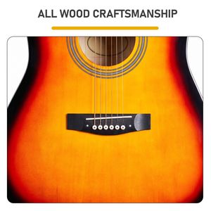 Chitarra Acustica Dreadnought Sunset da 41 Pollici con Capotasto, Accordatore, Chiave, Borsa per il Trasporto - Ideale per Principianti, con Cutaway a Forma di Barile, Plettro e Corde - Product Image 5