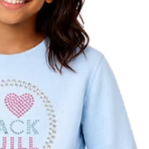Sudadera con estampado de corazón azul claro para niñas, suéter informal de manga larga, ropa cómoda para el día a día - Product Image 3