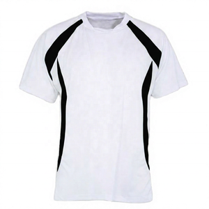 T-shirt sportif unisexe blanc et vert fluo à manches courtes, séchage rapide, col rond, coupe décontractée, tricoté, design uni, polyester/coton, protection UV - Product Image 2