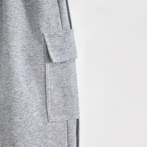Ensemble de survêtement gris pour enfants, survêtement à manches longues, survêtement à fermeture éclair, col montant, survêtement décontracté, joggers, couleur unie, respirant, 100% coton - Product Image 6