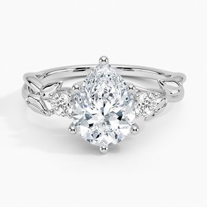 Bague BOJ 028 en argent 925, coupe poire, trois pierres, diamant Moissanite 2 carats couleur D VVS1 certifié GRA, motif saule en fleur, prix bas - Product Image 1