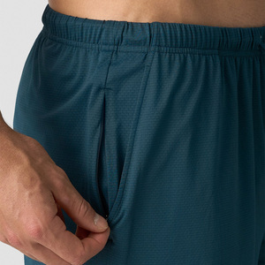 Pantalones Cortos Deportivos Casuales para Hombre, Color Verde Azulado, Cintura Alta Elástica, Secado Rápido, Color Sólido, con Logotipo Frontal, Tejido de Spandex - Product Image 5