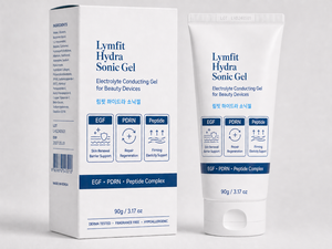 Gel Conductor de Electrolitos Lymfit Hydra Sonic de 90g para Dispositivos de Belleza, Complejo de Péptidos EGF PDRN, Piel Normal, en Envase - Product Image 1