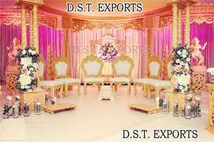 Ensemble de chaises Mandap pour cérémonie de mariage indienne, style moderne et luxueux, en bois, pour mariages en intérieur/extérieur, prix bas - Product Image 2
