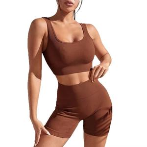 Vêtements de sport de haute qualité pour femmes, vêtements de gym, vêtements de fitness, vente en gros, ensemble de yoga à séchage rapide en deux pièces - Product Image 4