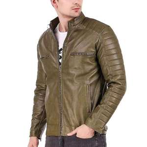Chaqueta de cuero genuino de alta gama para motociclistas, con logotipo personalizado, abrigo de moda para hombre, de piel de oveja, para invierno y actividades al aire libre. - Product Image 2