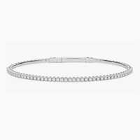 Bracelet jonc solitaire en diamant, fin et minimaliste, en or massif 14K, 0,50 ct, diamant de laboratoire VS+ Clarity, serti à griffes, fermoir poussoir
