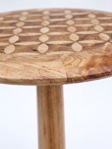 Modern Round Indonesian Solid <b>Wood</b> Coffee <b>Table</b> with Geometric Inlay Design Handmade Movable <b>Side</b> <b>Table</b> <b>Living</b> <b>Room</b> Furniture - Product Image 2