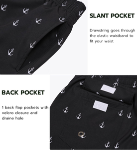 Shorts de plage pour hommes, design moderne, été, pour le surf, séchage rapide, taille élastique avec poches latérales. - Product Image 2