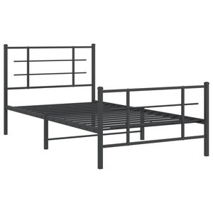 Cadre de lit double en acier noir avec revêtement poudré, lit rectangulaire en métal - Product Image 2