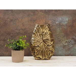 Most Demanded Luxurious Handmade <b>Bronze</b> Lotus Leaf Relief Tabletop <b>Vase</b> Rustic Metal Decorative Flower <b>Vase</b> - Product Image 4