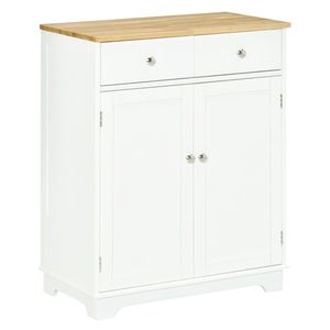 Mobiletto da Cucina in Legno Massello con Ripiano Regolabile e 2 Cassetti, Credenza da Terra per Villa, Sala da Pranzo, Soggiorno, Corridoio - Product Image 1