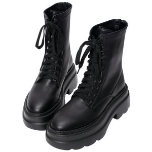 Botas de Combate de Piel Genuina con Plataforma de 7.5cm y Cremallera para Mujer Ann'S, Suela Gruesa, Tacón Robusto, Forro Acolchado en el Talón, Resistentes al Agua - Product Image 3