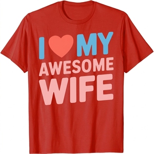 Camiseta azul de manga corta con cuello redondo para hombre, estilo casual, de corte regular, con estampado de algodón, de la marca I Love My Awesome Wife - Product Image 3