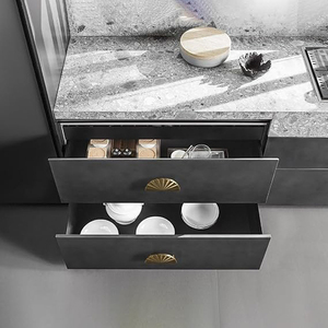 Champagne Bronze Cabinet <b>Pulls</b>,Accessible Luxury Alloy <b>Drawer</b> <b>Pulls</b> Fan Shape Cabinet Knob Brass Contemporary Furniture Handle - Product Image 4