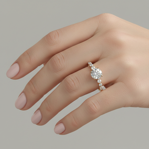 แหวนเพชรเพาะเลี้ยง Stonewels ตัวเรือนทอง 14K แบบหนามเตย ประดับเพชรข้างแบบไล่ขนาด สำหรับเครื่องประดับสั่งทำสุดหรูที่ได้รับการรับรอง - Product Image 5