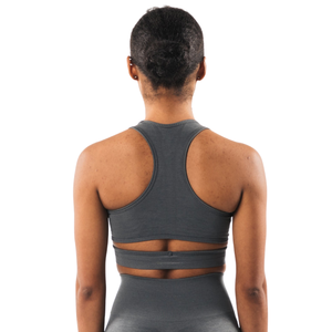 Gray Women's <b>Racerback</b> Sports <b>Bra</b> Medium Support Workout <b>Bra</b> for Yoga Running Gym Fitness Training Activewear - Product Image 2