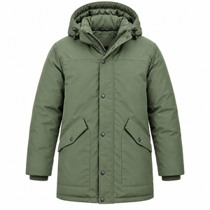 Parka d'hiver pour homme 2026, rembourrée en coton, couleur unie, coupe-vent avec fermeture éclair, décontractée et imperméable, prix abordable - Product Image 2