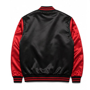 Veste universitaire noire et rouge pour homme, broderie « God Bless The Real », streetwear, col rabattu, coupe classique, pour l'automne - Product Image 3