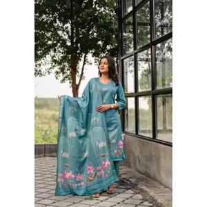 Women's Pure Cotton Salwar Kameez Set AnamiKA <b>Top</b> & Bottom with Duppata Fabric Modern Style Quick Dry - Product Image 1