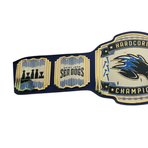 Cinturón de Campeonato Hardcore de los Saint John Sea Dogs - Cinturón Deportivo Azul Personalizable con Detalles Dorados - Trofeo Premium de Colección - Product Image 3