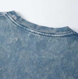 T-shirt d'été décontracté à manches courtes en coton lavé, 100 % coton, tissu infroissable, coupe classique, pour couple, fabrication usine - Product Image 4
