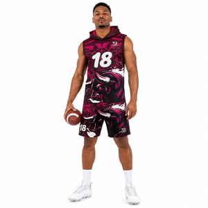 Ensemble d'uniformes de football 7v7 personnalisés, maillot de flag football sublimé sans manches à capuche, vêtements de sport pour entraînement d'équipe, séchage rapide - Product Image 3