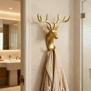 Decorative Deer Head <b>Wall</b> Hook Resin Animal <b>Wall</b> Mounted Coat Hook Key Holder for Home Living Room Decoration - Product Image 1