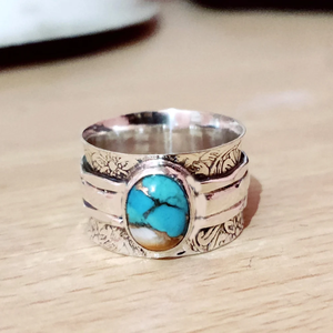 Oyster <b>Spinner</b> <b>Ring</b> Handmade Oyster Shell Fidget <b>Ring</b> Boho Statement Jewelry Natural Shell <b>Ring</b> Anxiety Relief <b>Spinner</b> <b>Ring</b> - Product Image 2