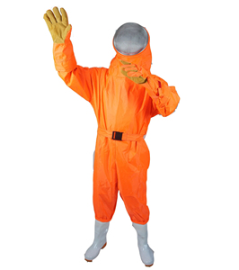 Combinaison de travail haute visibilité orange ignifuge avec coutures soudées et capuche en maille pour la protection contre le feu - Product Image 5
