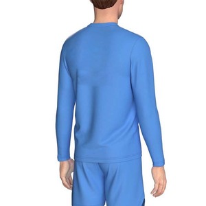 Chemise de pêche pour homme, manches longues, couleur unie, bleu, UPF 50, séchage rapide, respirante, col rond, vêtements de performance pour l'extérieur - Product Image 5