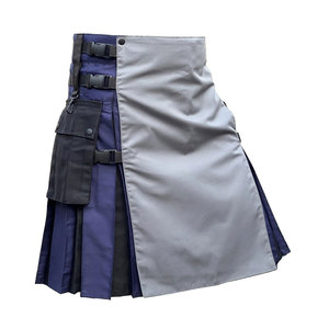 กิ๊ตส์สไตล์สก็อตสีน้ำเงินและสีเทาสำหรับผู้ชาย พร้อมกระเป๋าคาร์โก้ กิ๊ตส์ไฮแลนด์สมัยใหม่ - Product Image 1