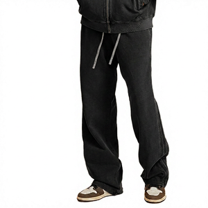 Pantalon de jogging gris en coton pour homme, taille élastique avec cordon de serrage, décontracté, respirant, écologique, poids moyen, devant plat, poches latérales - Product Image 6