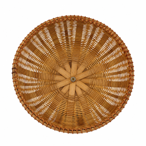 Panier de rangement rond en bambou tressé fait main avec poignées, design moderne et écologique pour comptoir de cuisine et décoration de mariage - Product Image 2