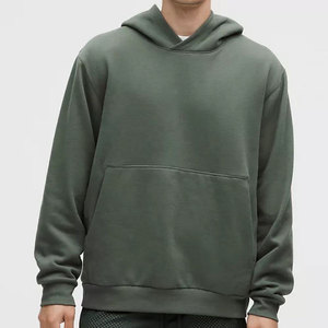 Sweat-shirt à capuche surdimensionné pour homme en molleton uni, décontracté, pour l'automne, manches classiques, avec poches, 100 % coton tricoté - Product Image 1