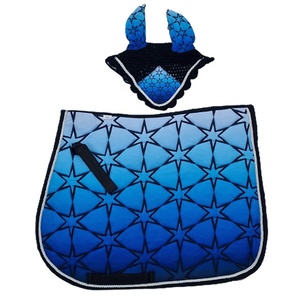 Conjunto de sillín de estrella azul, almohadilla de silla de sublimación con cordón azul, forro de bambú de relleno de poliéster - Product Image 1