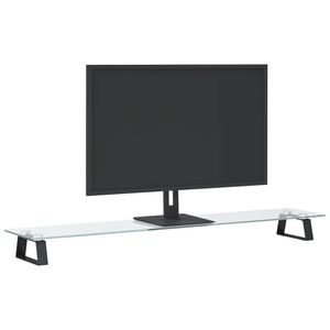 Support pour ordinateur portable et moniteur en verre trempé et métal noir 39,4 x 7,9 x 3,1 pouces - Product Image 3