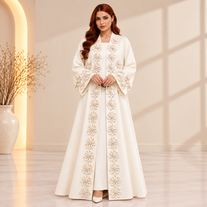 Abaya de Lujo con Bordado Transpirable, Fabricante de EAU, Venta al por Mayor de Ropa Musulmana para Mujer, OEM ODM Personalizado, con Cuentas, Modesto, para Oración - Product Image 1