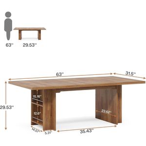 Modern Executive Office <b>Desk</b> 62.99-Inch <b>Large</b> Long Writing Table with Storage Shelves Computer <b>Desk</b> - Product Image 5
