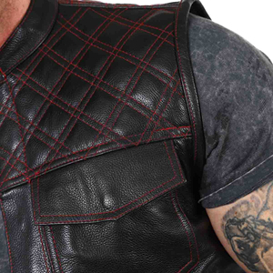 Chaleco de Cuero para Motociclistas, Chaleco de Piel de Vaca Genuina, Chaleco de Motociclista Personalizado con Logotipo, Chaleco de Club, Proveedor Mayorista OEM ODM - Product Image 2
