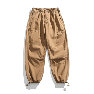 Pantalones Harem Negros Ligeros para Hombre, Cintura Elástica con Cordón, Pantalones Cargo con Múltiples Bolsillos, Corte Holgado Informal, Antiestáticos - Product Image 2