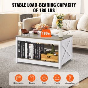 31.5\" Farmhouse Style Square <b>Coffee</b> <b>Table</b> with Open Storage Compartment <b>Rustic</b> Wooden Cocktail <b>Table</b> for Living Room - Product Image 5