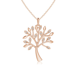 Colgante de Diamante Cultivado en Laboratorio con Diseño de Hoja del Árbol de la Vida Inspirado en la Naturaleza, Oro 10K/14K/18K, Plata 925/935, para Aniversario o Compromiso - Product Image 3