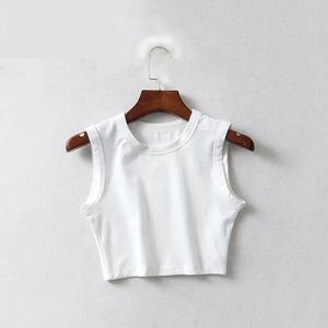 Venta al por mayor 95% algodón 5% spandex mujer rib Tank Top crop top sin mangas todas las tallas y colores O cuello sin costuras correr jogging - Product Image 4